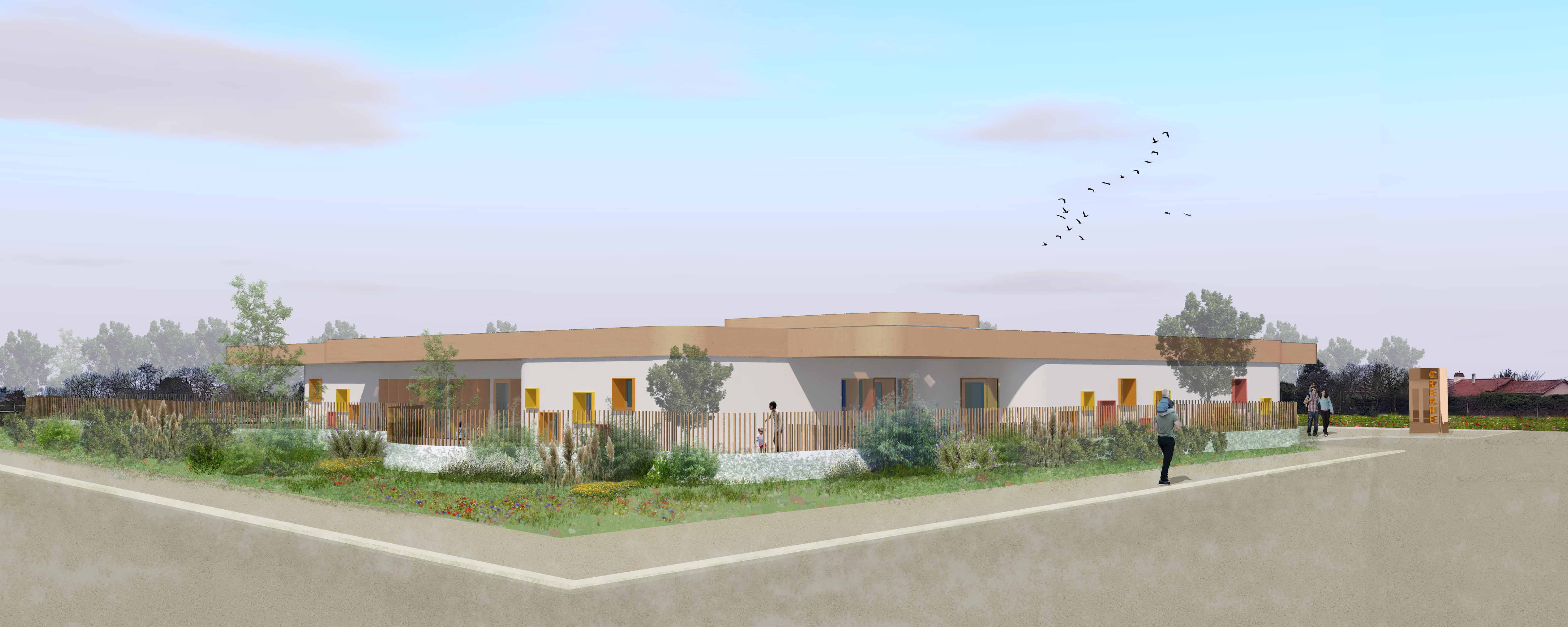 Photo illustrant le projet Construction d’un multi-accueil et d’un bureau de relais petite enfance réalisé par l'Agence Narthex